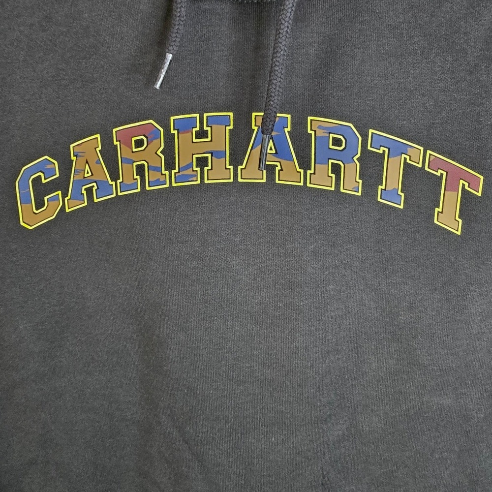 Carhartt Mens Loose Fit Midweight Camo Logo Hoodie Black TS6389-M XL - Picture 7 of 9
